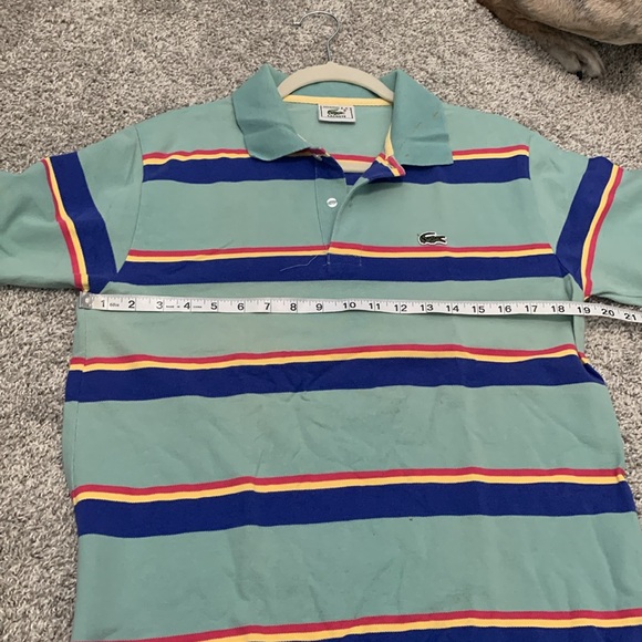 Y2K Lacoste Green Striped Shirt Sleeve Polo Shirt - Picture 7 of 8
